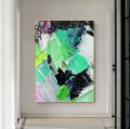 Impasto strokes abstract green by Palette Knife wall art minimalism texture